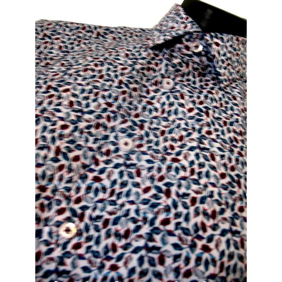 SOUL OF LONDON Floral Print Shirt Size Medium. Blue/Burgundy, - Picture 2 of 12